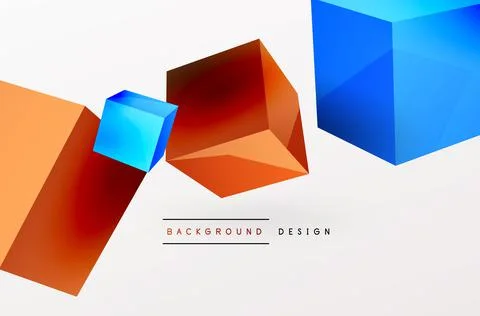3d cubes vector abstract background. Composition of 3d square shaped basic Stock Illustration