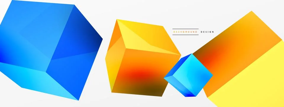 3d cubes vector abstract background. Composition of 3d square shaped basic Stock Illustration