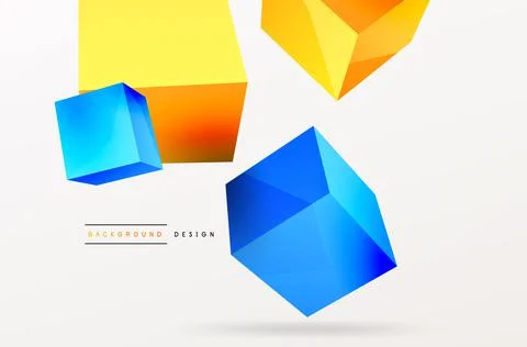 3d cubes vector abstract background. Composition of 3d square shaped basic Stock Illustration