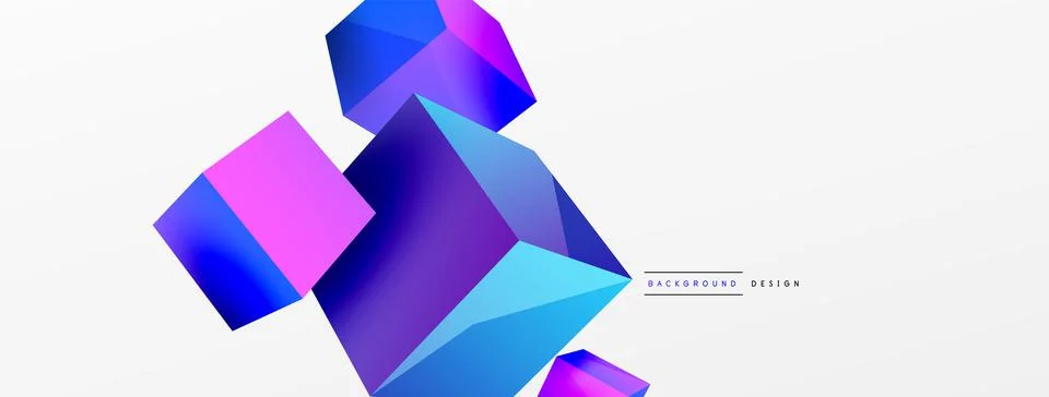 3d cubes vector abstract background. Composition of 3d square shaped basic Stock Illustration