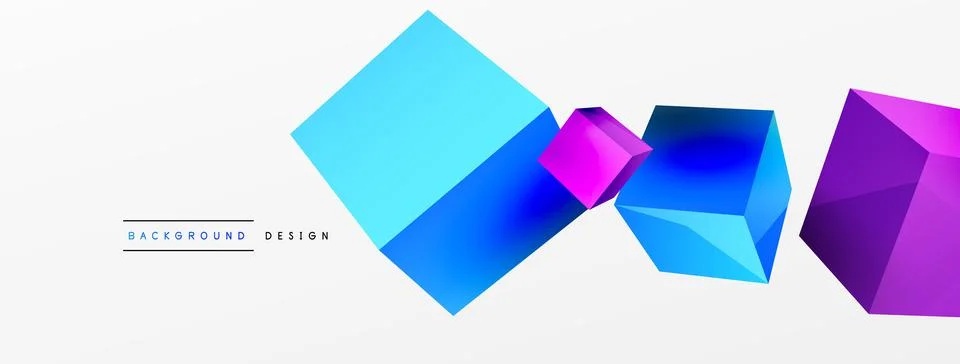 3d cubes vector abstract background. Composition of 3d square shaped basic Stock Illustration