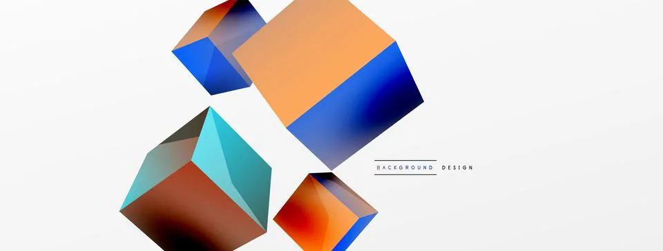 3d cubes vector abstract background. Composition of 3d square shaped basic Illustrazione stock