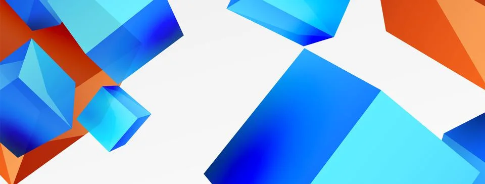 3d cubes vector abstract background. Composition of 3d square shaped basic Stock Illustration