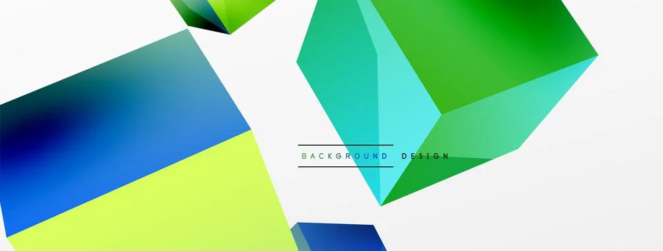 3d cubes vector abstract background. Composition of 3d square shaped basic Stock Illustration