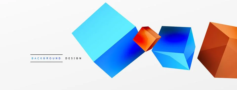 3d cubes vector abstract background. Composition of 3d square shaped basic Stock Illustration