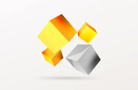 3d cubes vector abstract background. Composition of 3d square shaped basic 스톡 일러스트