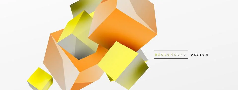 3d cubes vector abstract background. Composition of 3d square shaped basic Stock Illustration
