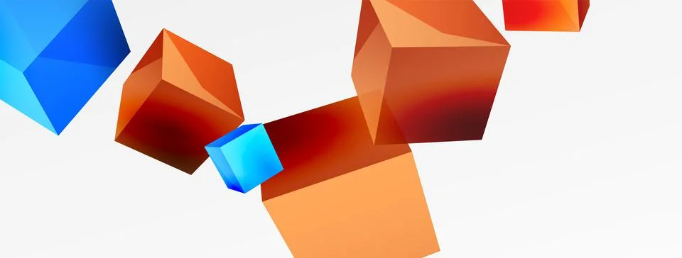 3d cubes vector abstract background. Composition of 3d square shaped basic Stock Illustration