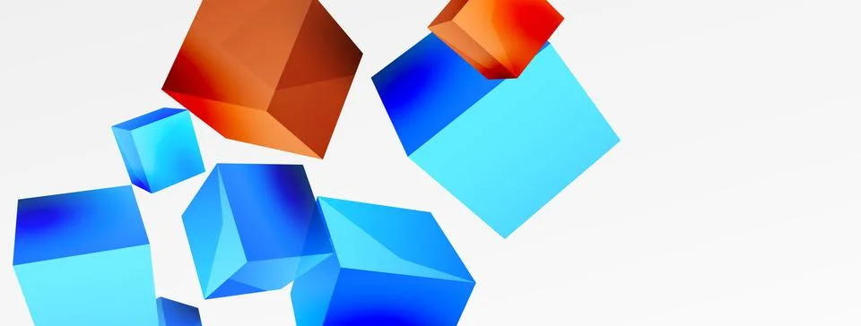 3d cubes vector abstract background. Composition of 3d square shaped basic Illustrazione stock