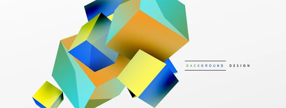 3d cubes vector abstract background. Composition of 3d square shaped basic Stock Illustration