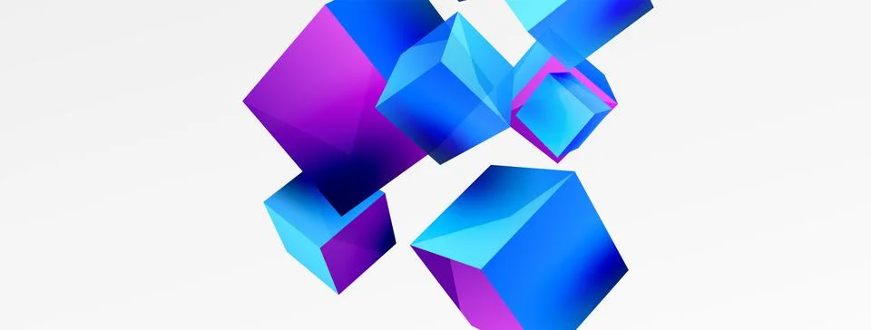 3d cubes vector abstract background. Composition of 3d square shaped basic 스톡 일러스트