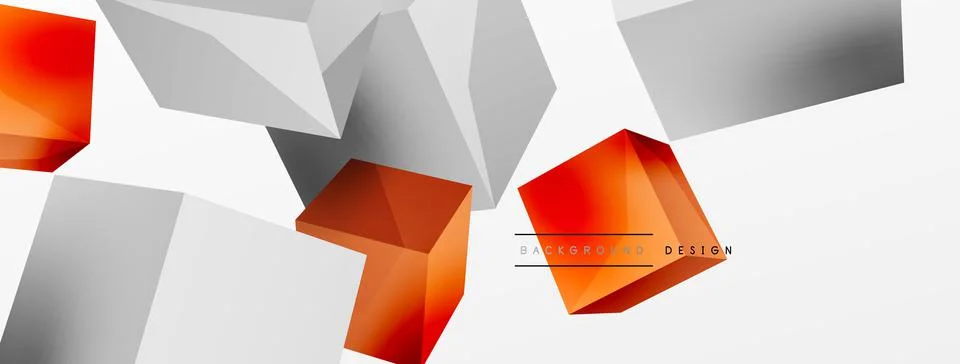 3d cubes vector abstract background. Composition of 3d square shaped basic Stock Illustration