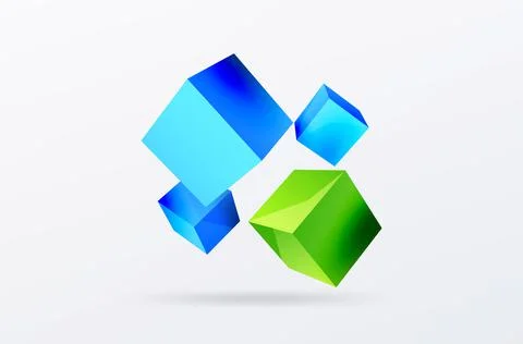 3d cubes vector abstract background. Composition of 3d square shaped basic Stock Illustration