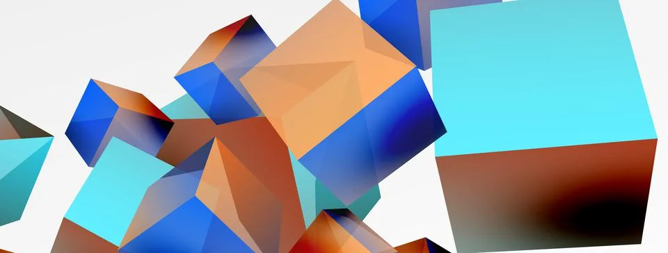 3d cubes vector abstract background. Composition of 3d square shaped basic Illustrazione stock