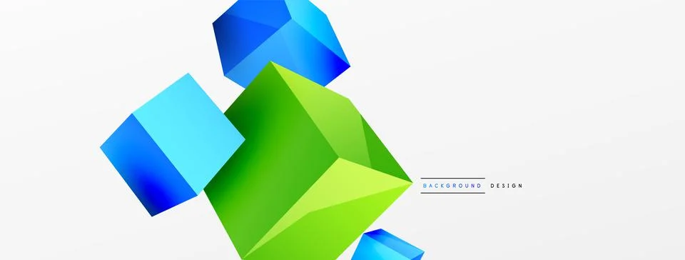 3d cubes vector abstract background. Composition of 3d square shaped basic Stock Illustration