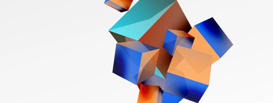 3d cubes vector abstract background. Composition of 3d square shaped basic Stock Illustration