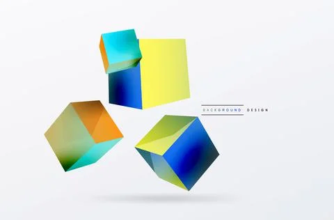 3d cubes vector abstract background. Composition of 3d square shaped basic Stock Illustration
