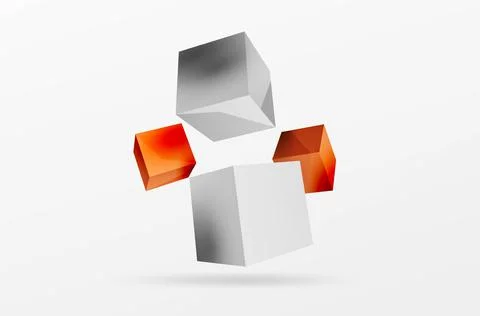3d cubes vector abstract background. Composition of 3d square shaped basic Stock Illustration