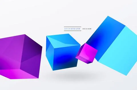 3d cubes vector abstract background. Composition of 3d square shaped basic Stock Illustration