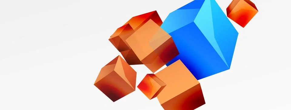 3d cubes vector abstract background. Composition of 3d square shaped basic Illustrazione stock