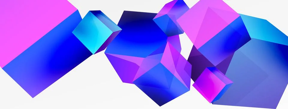 3d cubes vector abstract background. Composition of 3d square shaped basic Stock Illustration