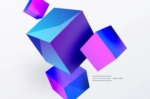 3d cubes vector abstract background. Composition of 3d square shaped basic Stock Illustration