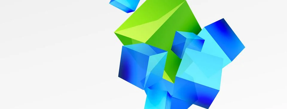 3d cubes vector abstract background. Composition of 3d square shaped basic Stock Illustration