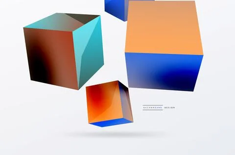 3d cubes vector abstract background. Composition of 3d square shaped basic 스톡 일러스트