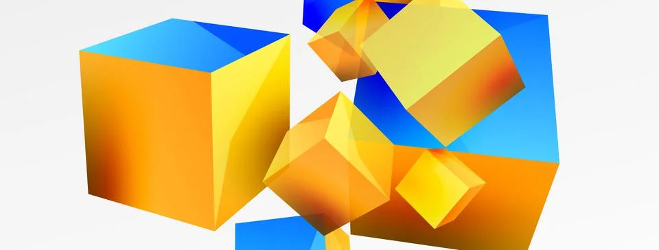 3d cubes vector abstract background. Composition of 3d square shaped basic Stock Illustration