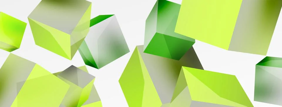 3d cubes vector abstract background. Composition of 3d square shaped basic Stock Illustration