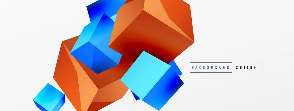 3d cubes vector abstract background. Composition of 3d square shaped basic Stock Illustration