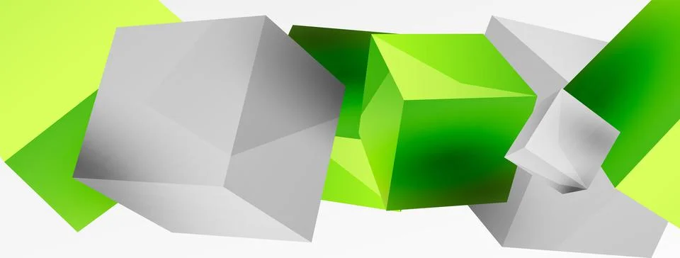 3d cubes vector abstract background. Composition of 3d square shaped basic Stock Illustration