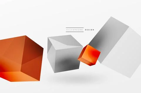 3d cubes vector abstract background. Composition of 3d square shaped basic Stock Illustration