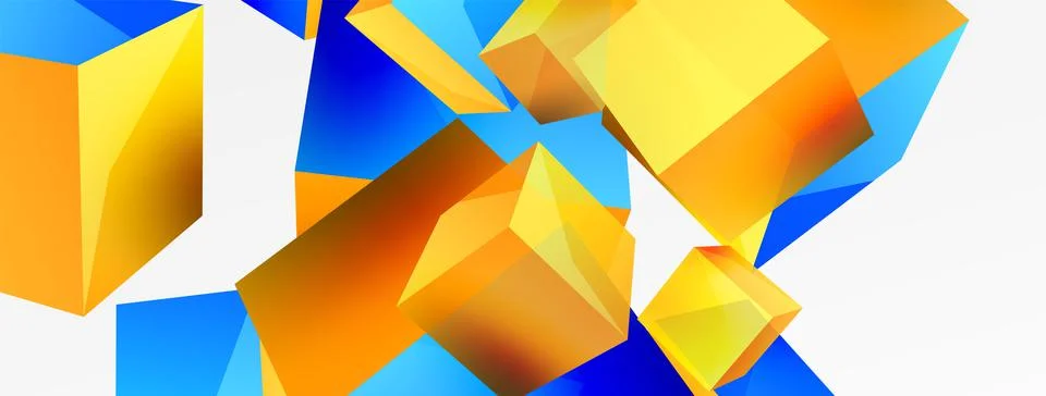 3d cubes vector abstract background. Composition of 3d square shaped basic Illustrazione stock