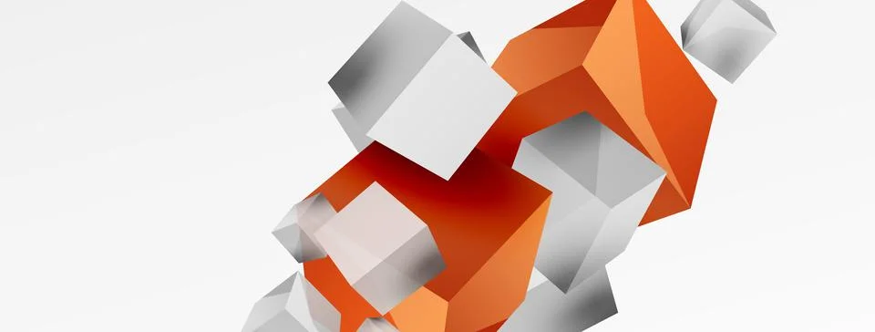 3d cubes vector abstract background. Composition of 3d square shaped basic Stock Illustration