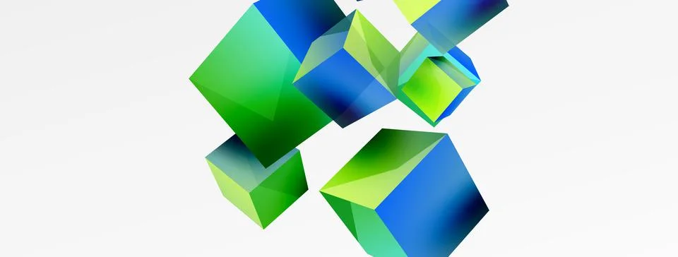 3d cubes vector abstract background. Composition of 3d square shaped basic 스톡 일러스트