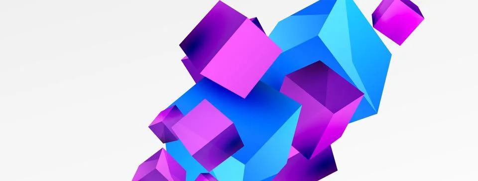 3d cubes vector abstract background. Composition of 3d square shaped basic Illustrazione stock