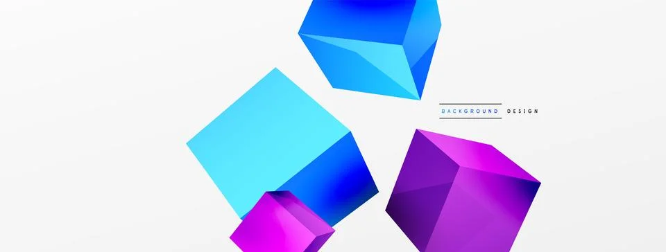 3d cubes vector abstract background. Composition of 3d square shaped basic 스톡 일러스트