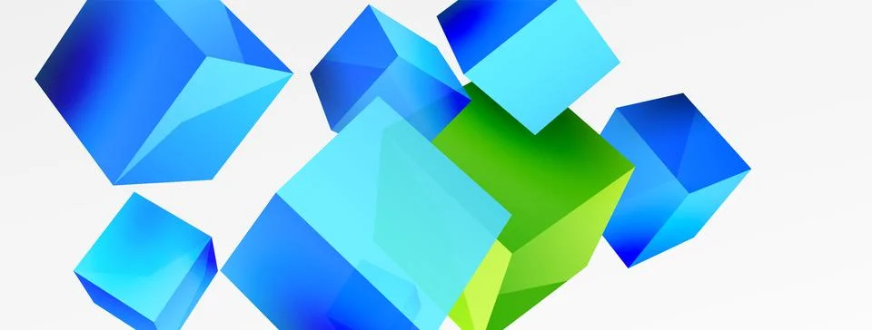 3d cubes vector abstract background. Composition of 3d square shaped basic Stock Illustration