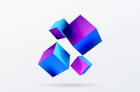 3d cubes vector abstract background. Composition of 3d square shaped basic Stock Illustration