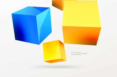 3d cubes vector abstract background. Composition of 3d square shaped basic Stock Illustration