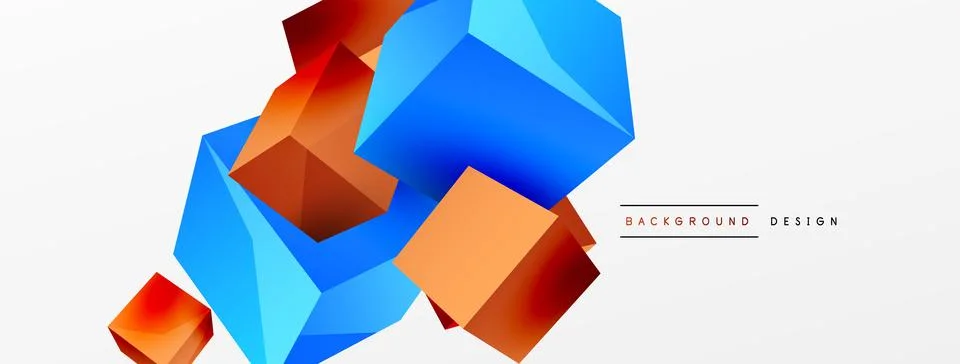 3d cubes vector abstract background. Composition of 3d square shaped basic Illustrazione stock