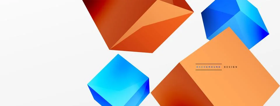 3d cubes vector abstract background. Composition of 3d square shaped basic Stock Illustration