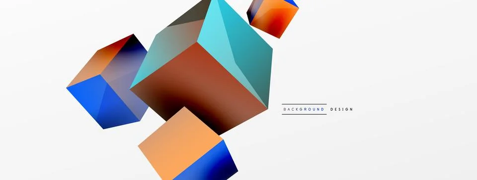 3d cubes vector abstract background. Composition of 3d square shaped basic Illustrazione stock