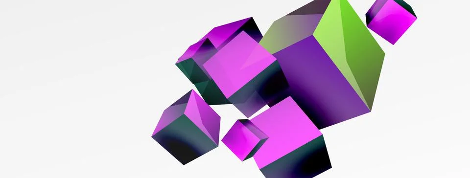 3d cubes vector abstract background. Composition of 3d square shaped basic Stock Illustration