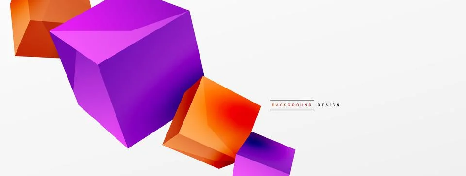 3d cubes vector abstract background. Composition of 3d square shaped basic Stock Illustration