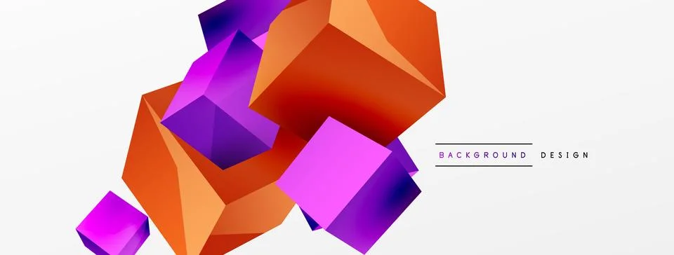 3d cubes vector abstract background. Composition of 3d square shaped basic Illustrazione stock