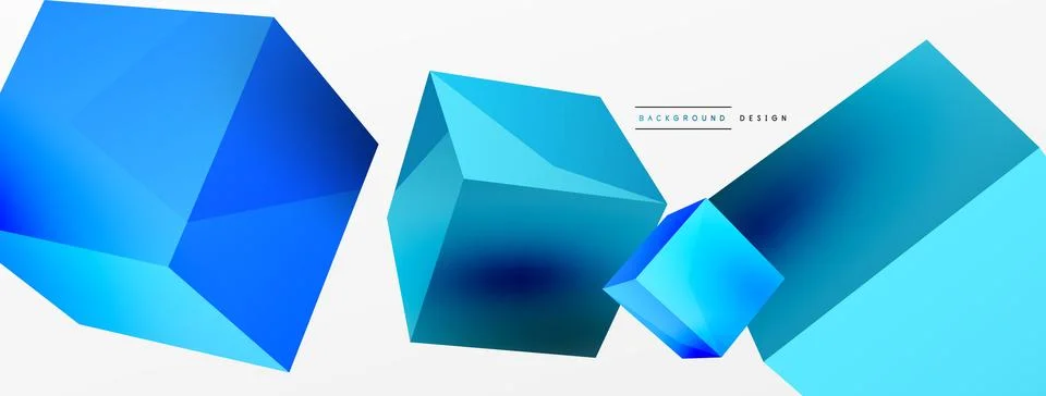 3d cubes vector abstract background. Composition of 3d square shaped basic Stock Illustration