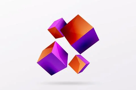 3d cubes vector abstract background. Composition of 3d square shaped basic Stock Illustration