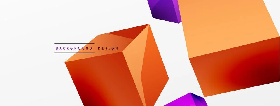 3d cubes vector abstract background. Composition of 3d square shaped basic Stock Illustration